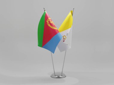 Vatikan - Eritre İşbirliği Bayrakları, Beyaz Arkaplan - 3D Render