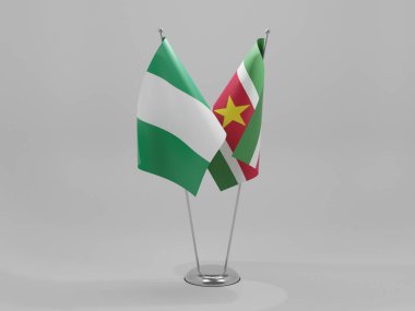 Surinam - Nijerya İşbirliği Bayrakları, Beyaz Arkaplan - 3D Render
