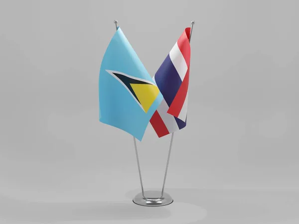 Tayland Saint Lucia Şbirliği Bayrakları Beyaz Arkaplan Render — Stok fotoğraf