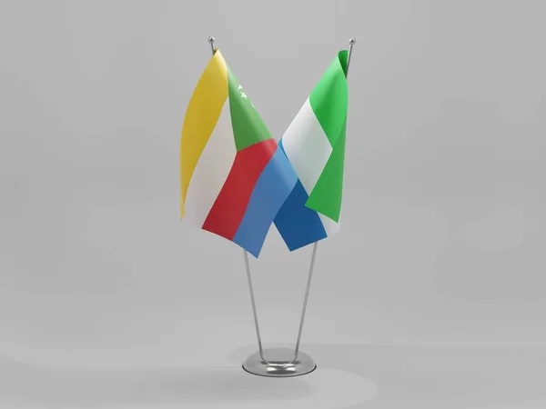 Sierra Leone Komoren Kooperationsflaggen Weißer Hintergrund Render — Stockfoto