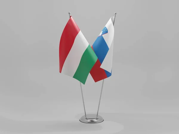 Slovénie Hongrie Drapeaux Coopération Fond Blanc Render — Photo
