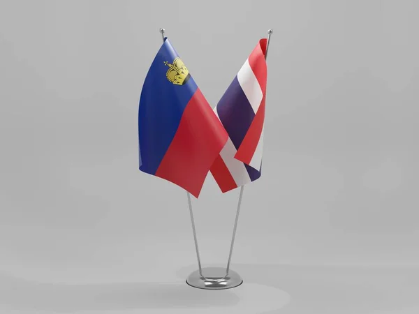 Thailand Liechtenstein Kooperationsflaggen Weißer Hintergrund Render — Stockfoto