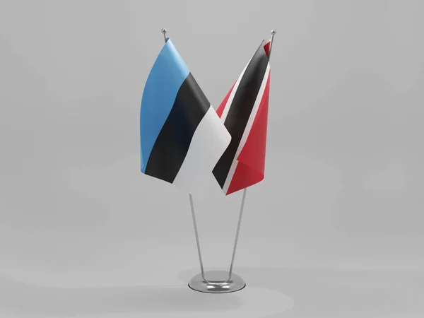 トリニダード トバゴ エストニア協力旗 白背景 3Dレンダリング — ストック写真