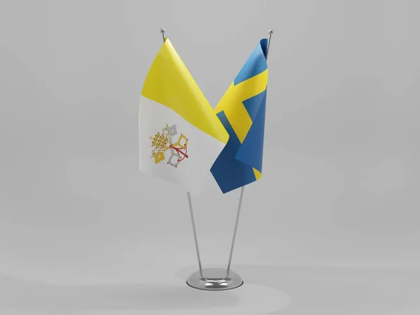 Sweden Vatican City Cooperation Flags White Background Render — стокове фото