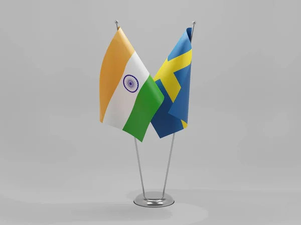 Sweden India Cooperation Flags White Background Render — Stock Photo, Image