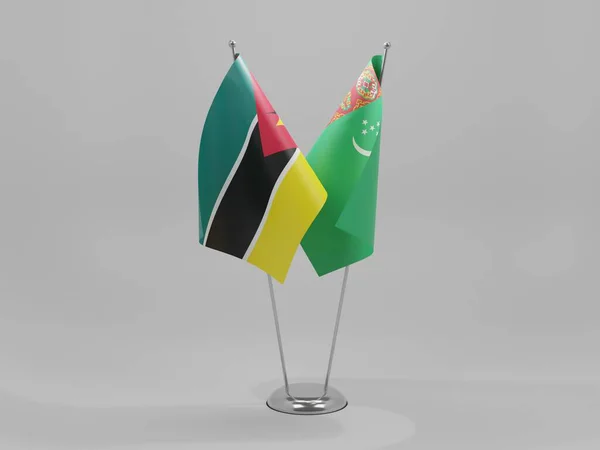Turkmenistan Samenwerkingsvlaggen Mozambique Witte Achtergrond Render — Stockfoto