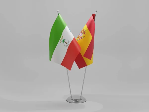 İspanya - Ekvator Ginesi İşbirliği Bayrakları, Beyaz Arkaplan - 3D Yapılandırma