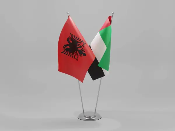 Émirats Arabes Unis Albanie Drapeaux Coopération Fond Blanc Render — Photo