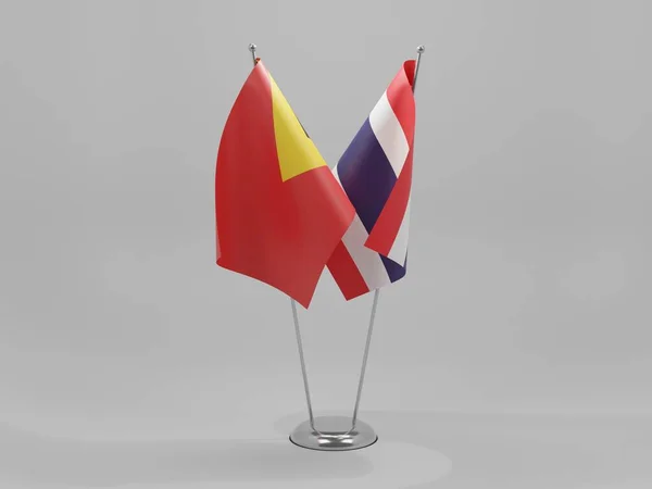Thaïlande Drapeaux Coopération Timor Oriental Fond Blanc Render — Photo