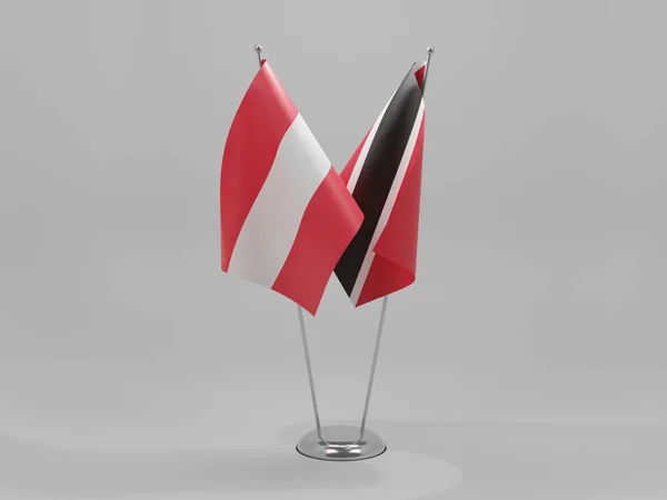 Trinidad Tobago Austria Flagi Współpracy Białe Tło Render — Zdjęcie stockowe