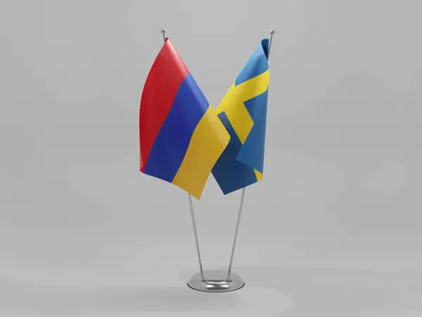 Sweden Armenia Cooperation Flags White Background Render — Stock Photo, Image