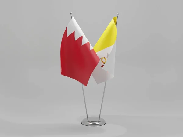 Cidade Vaticano Bandeiras Cooperação Bahrein Fundo Branco Render — Fotografia de Stock