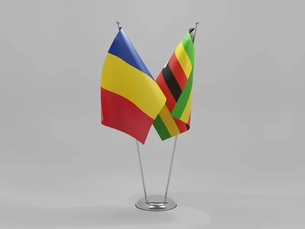 Ζιμπάμπουε Ρουμανία Σημαίες Συνεργασίας Λευκό Φόντο Render — Φωτογραφία Αρχείου