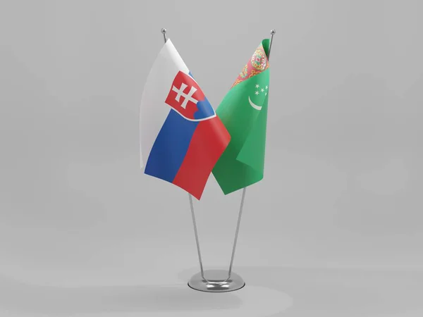 Turkmenistan Slovakia Cooperation Flags White Background Render — Stock Photo, Image