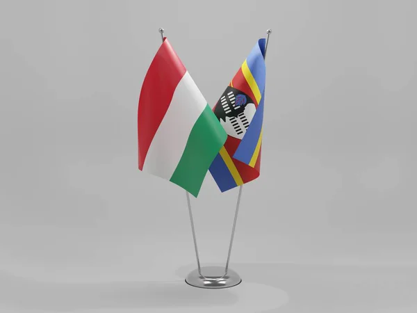 Swaziland Hongrie Drapeaux Coopération Fond Blanc Render — Photo
