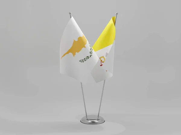 Vatikanstaten Cyperns Samarbetsflaggor Vit Bakgrund Render — Stockfoto