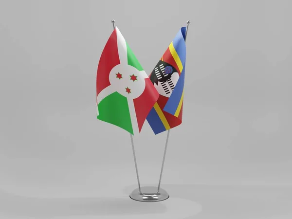 Swazilandia Banderas Cooperación Burundi Fondo Blanco Render — Foto de Stock