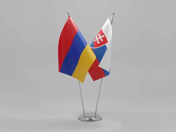 Slovacchia Armenia Bandiere Cooperazione Sfondo Bianco Render — Foto Stock