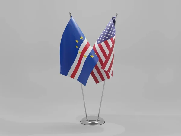 Estados Unidos América Bandeiras Cooperação Cabo Verde Fundo Branco Render — Fotografia de Stock