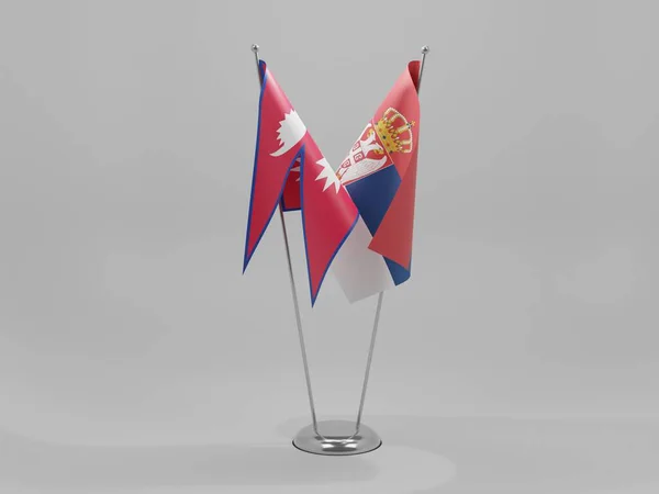 Serbien Nepal Kooperationsflaggen Weißer Hintergrund Render — Stockfoto
