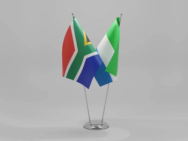 Sierra Leone Dél Afrikai Együttműködés Zászlók Fehér Háttér Render — Stock Fotó