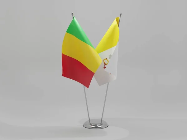 Vatikanstaten Mali Samarbete Flaggor Vit Bakgrund Render — Stockfoto