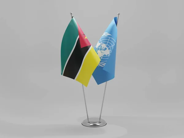 Ηνωμένα Έθνη Μοζαμβίκη Σημαίες Συνεργασίας Λευκό Φόντο Render — Φωτογραφία Αρχείου