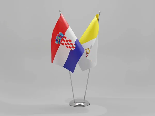 Watykan Chorwacja Flagi Współpracy Białe Tło Render — Zdjęcie stockowe