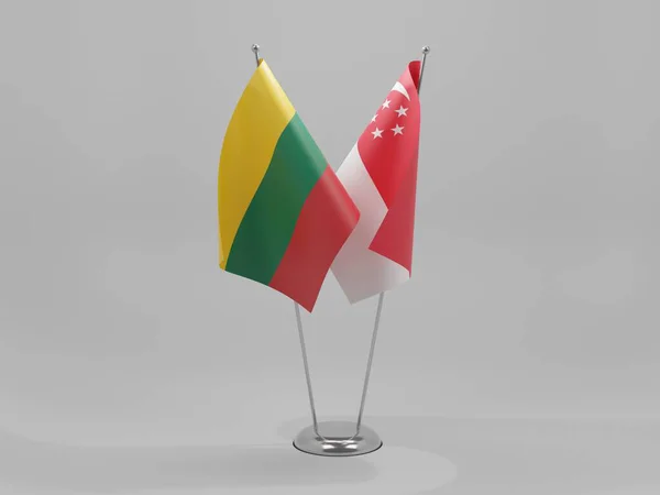 Singapur Litva Spolupráce Vlajky Bílé Pozadí Vykreslování — Stock fotografie