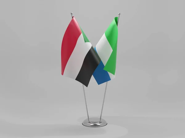 Sierra Leone Sudan Samarbete Flaggor Vit Bakgrund Render — Stockfoto