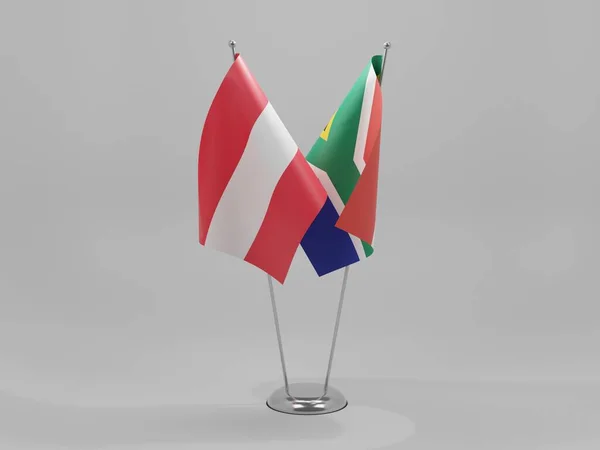 Sudáfrica Banderas Cooperación Austria Fondo Blanco Render — Foto de Stock