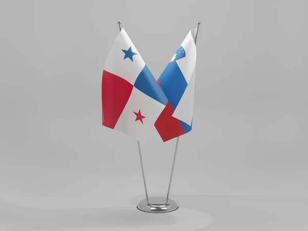 Slovenia Bandiere Cooperazione Panama Sfondo Bianco Render — Foto Stock