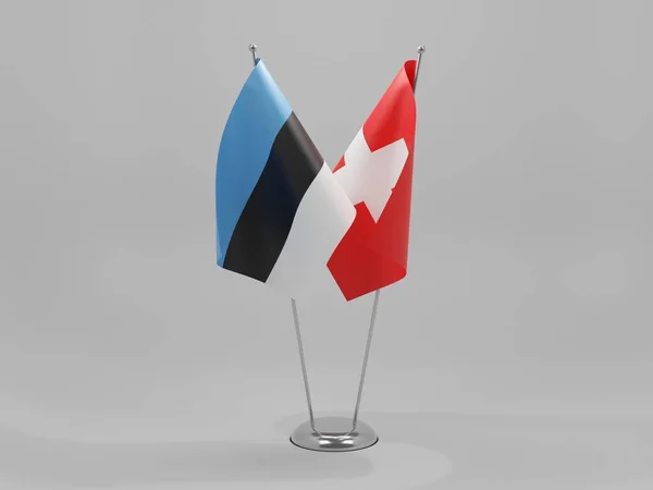Schweiz Estland Kooperationsfahnen Weißer Hintergrund Render — Stockfoto