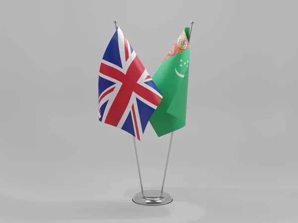 Turkmenistán Velká Británie Cooperation Flags White Background Render — Stock fotografie