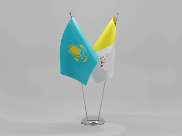 Ciudad Del Vaticano Banderas Cooperación Kazajstán Fondo Blanco Render —  Fotos de Stock