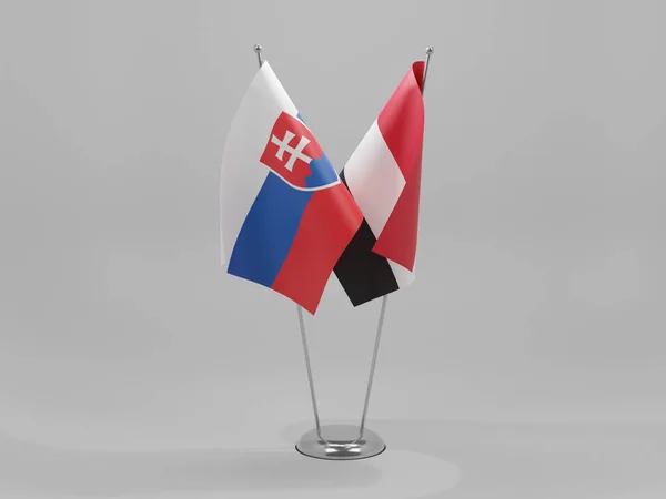 Yemen Slovakia Cooperation Flags White Background Render — 스톡 사진