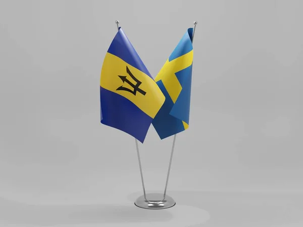 スウェーデン バルバドス協力旗 白背景 3Dレンダリング — ストック写真