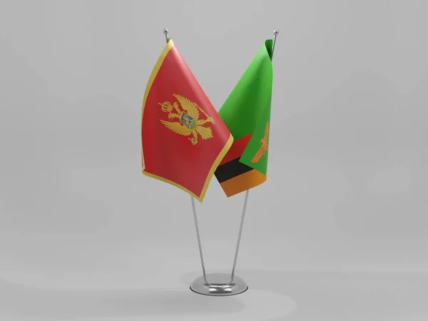 Zambia Montenegro Cooperation Flags White Background Render — Stock Photo, Image