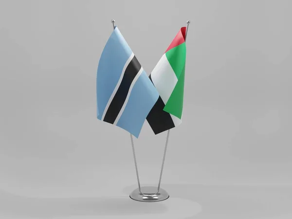 Verenigde Arabische Emiraten Botswana Samenwerkingsvlaggen Witte Achtergrond Render — Stockfoto