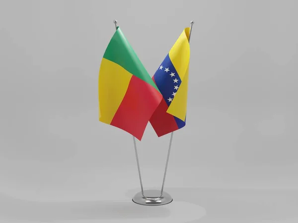 Venezuela Drapeaux Coopération Bénin Fond Blanc Render — Photo