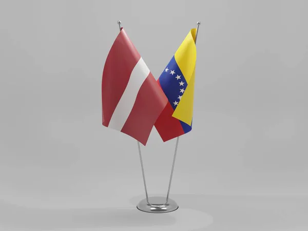 Venezuela Lettlands Samarbetsflaggor Vit Bakgrund Render — Stockfoto