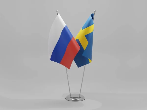 Sweden Russia Cooperation Flags White Background Render — стокове фото