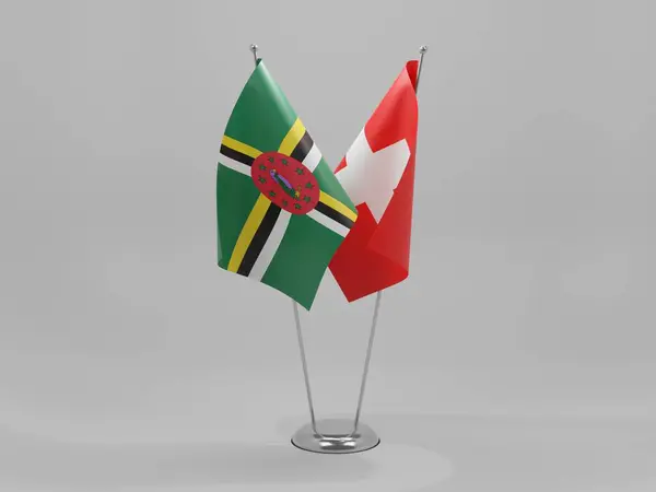 Szwajcaria Dominika Flagi Współpracy Białe Tło Render — Zdjęcie stockowe