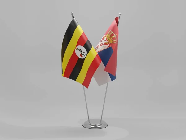 Serbia Uganda Cooperation Flags White Background Render — Stock Photo, Image