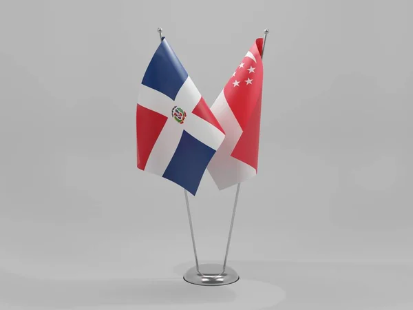 シンガポール ドミニカ共和国協力旗 白背景 3Dレンダリング — ストック写真
