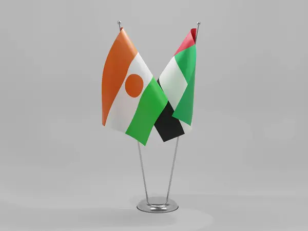 Emiratos Árabes Unidos Banderas Cooperación Níger Fondo Blanco Render —  Fotos de Stock