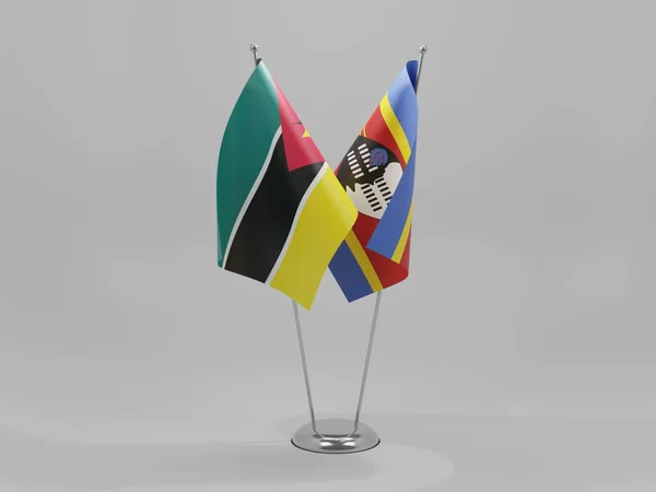 Swaziland Samenwerking Mozambique Vlaggen Witte Achtergrond Render — Stockfoto