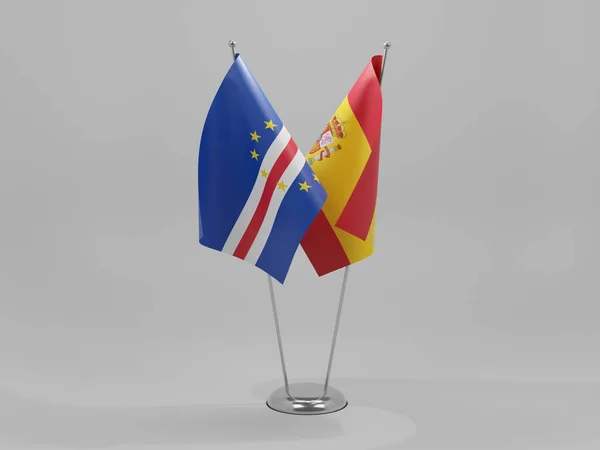 Spanien Kap Verde Kooperationsflaggen Weißer Hintergrund Render — Stockfoto