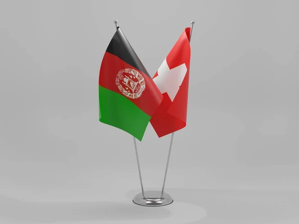 Switzerland Afghanistan Cooperation Flags White Background Render — Stock Photo, Image