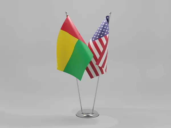 Estados Unidos América Guiné Bissau Bandeiras Cooperação Fundo Branco Render — Fotografia de Stock